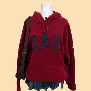 y2k red blue GAP preppy skater logo fleece hoodie